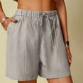 thumbnail image 2 of biudgviw Cotton Linen Shorts for Women Vintage Straight Leg Bermuda Shorts Lounge High Waisted Summer Shorts with Pockets, 2 of 7