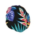 thumbnail image 2 of Balery Tropical Palm Leaves Shower Caps, Double Layer Waterproof Shower Cap, Double Layers Reusable Shower Cap With Soft Comfortable For Long Thick Hair Soft Bath Shower Hair Caps, 2 of 9