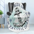thumbnail image 4 of Anchor Soft Flannel Fleece Throw Blanket, Deep Blue Sea Pacific Coast Vintage Emblem from 1976 Grungy Display, Cozy Plush for Indoor and Outdoor Use, 50" x 60", Dark Blue Black, by Ambesonne, 4 of 5