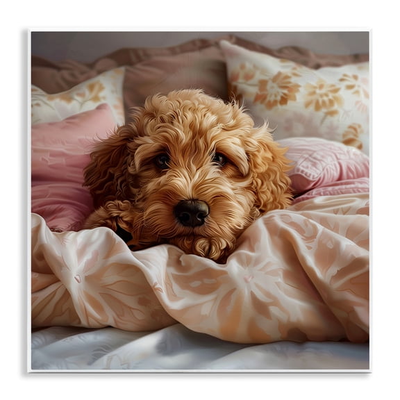 Stupell Industries Nap Time Cuddling Pup Animals Painting Unframed Art Print Wall Art, 12 x 12