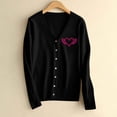 thumbnail image 6 of Hfnxid Women Cardigan Sweaters Lightweight Long Sleeve Open Front Cardigans Embroidered Knit Sweater Button Up V Nek Coat Black L, 6 of 6