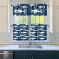 thumbnail image 3 of Kitchen Curtains 24 Inch Short - 3 Panel Set, Shark Whale Dolphin Ocean Theme, Rod Pocket Window Curtain, 100% Polyester for Nautical Farmhouse Kitchen, Easy Wash, 3 of 6