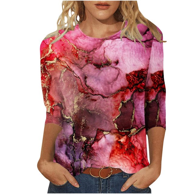 Pompotops T-shirt d'Été Mode Femme Ajusté à Manches Courtes et Col Rond en Liquidation