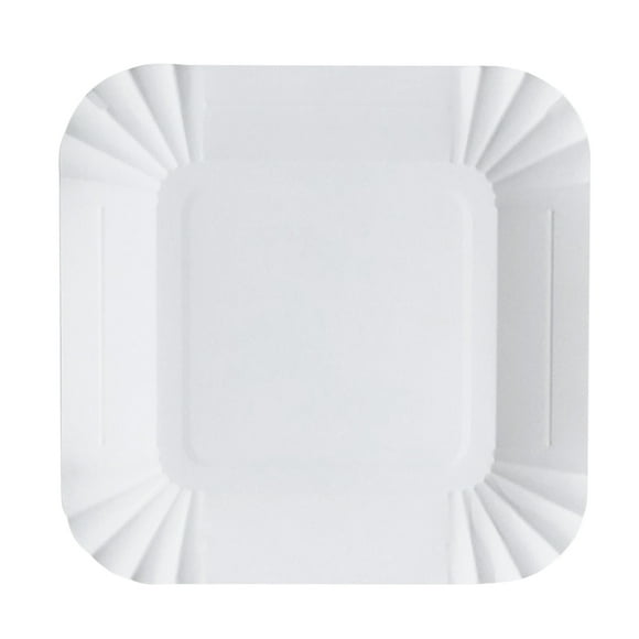 100pcs Disposable Paper Plates Square Storage Tableware Plate for Cake Dessert Fruits Snacks (White)