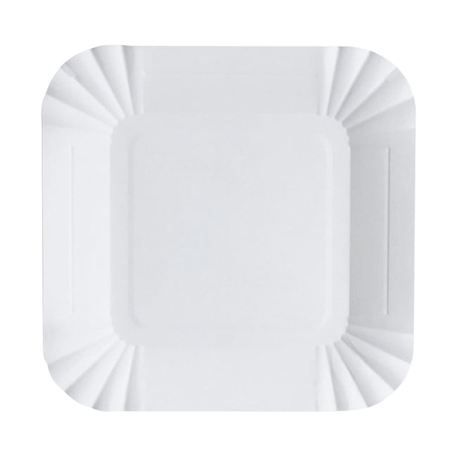 SHISUYAN 100pcs Disposable Paper Plates Square Storage Tableware Plate for Cake Dessert Fruits Snacks (White)