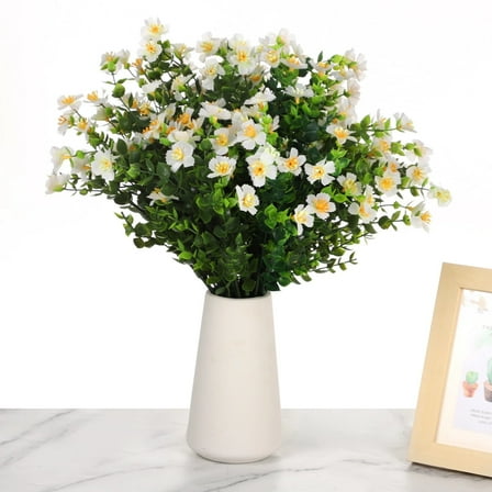 Artificial Flowers,White Flowers for Home Decoration,Fake Plants for Garden,Balcony,Window Sill,Centerpiece Table Wedding Party