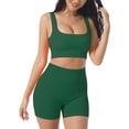 thumbnail image 1 of Conjunto de 2 uds. De sujetador de yoga, pantalón corto de nailon para mujer, pantalón corto (L, correas para los hombros, verde oscuro) Likrtyny Para Estrenar, 1 of 6