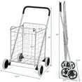 thumbnail image 2 of Patiojoy Chariot de Courses Pliant Chariot Utilitaire Panier d'Épicerie avec Roues Argent, 2 of 7