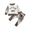 thumbnail image 1 of goowrom Ensemble 2 Pcs pour Bébé Garçon, Chandails en Molleton à Manches Longues Col Rond Imprimé Lettre + Pantalon Long Taille Élastique, 1 of 9