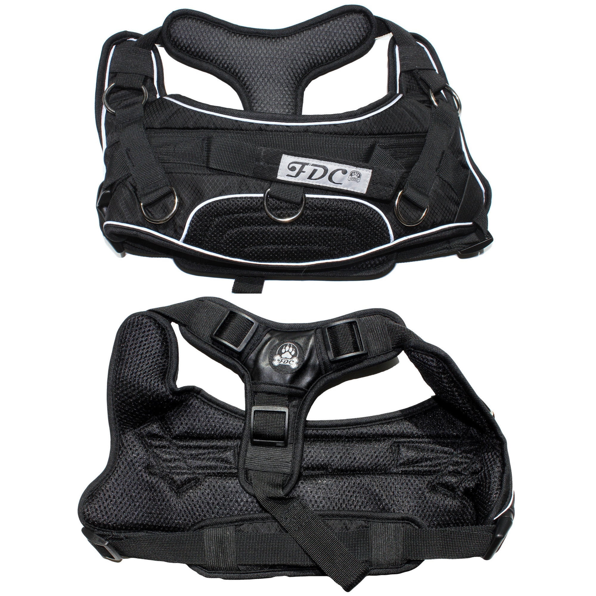 Durable Heavy Duty Padded No-Pull Dog Harness Handle Reflective Black Sz Medium (chest 18" - 22")