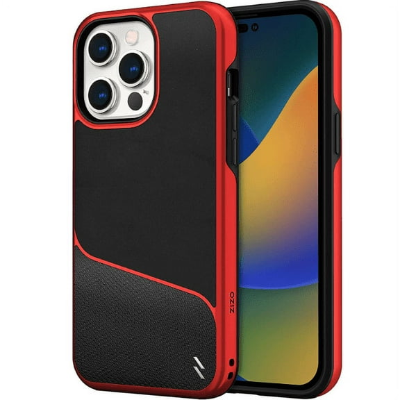 Zizo DVS-IPH14PROMAX-BKRD Division Series for iPhone 14 Pro Max (6.7) Case - Sleek Modern Protection - Black & Red