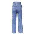 thumbnail image 6 of QURATI Women's Jeans Straight Leg Short Petite Regular Tall Denim Relaxed Pants Womens Bottoms Dark Blue L, 6 of 9