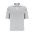 thumbnail image 1 of Blusas y camisas de manga corta con cuello en V para hombre, moda informal, color sólido, sin capucha, cuello vuelto, blusas de poliéster de manga corta con cuello en V para hombre., 1 of 4