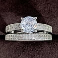 thumbnail image 3 of PERITANG 2pcs His and Hers Wedding Ring Sets Couples Engagement Rings Women and Men 925 Sterling Silver Full Cubic Zirconia, 3 of 8