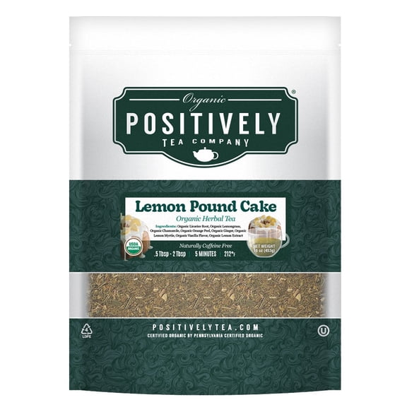 Positively Tea's Organic Lemon Pound Cake Herbal Tea - Loose Leaf, 1 Pound Bag