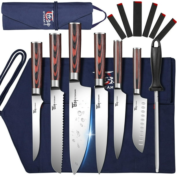 Juego de cuchillos de cocina SYOKAMI 14 piezas de acero inoxidable Pakkawood