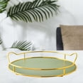 thumbnail image 2 of Bandeja de servir con espejo, organizador de maquillaje, plato de almacenamiento, plato para velas, asas metálicas para labiales, tocador de baño, decoración del hogar, mesa de Matcha Green, 2 of 8
