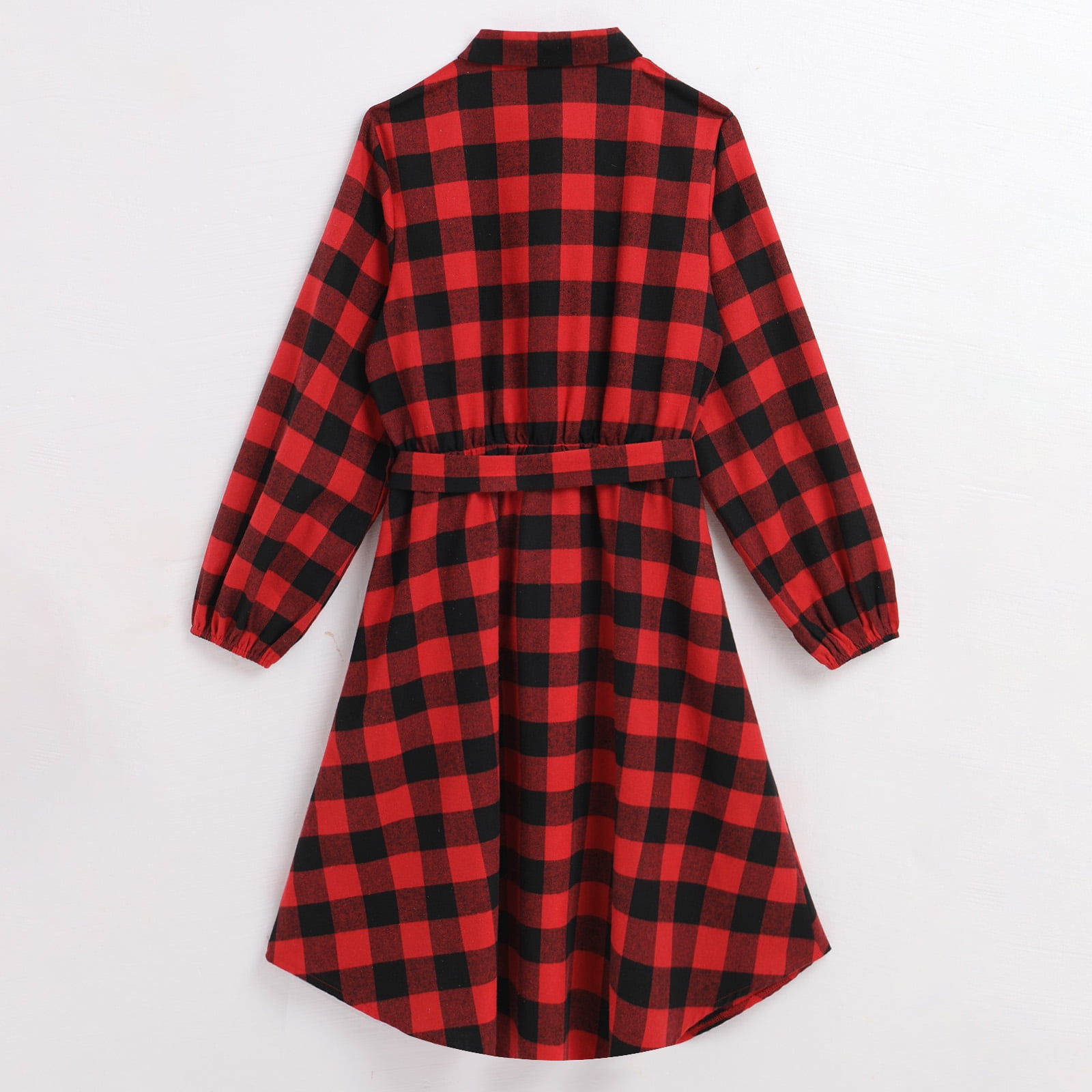 FYMNSI Christmas Matching Family Outfits Mommy and Me Red Plaid Dresses Father Son Button Down Shirts Xmas Photoshoot Set (Women XL)