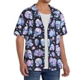 thumbnail image 4 of Haiem Blue Skull Flower Men's Casual Shirts Short Sleeve Button Down Shirts Fashion Textured Summer Beach Shirt-Large, 4 of 7