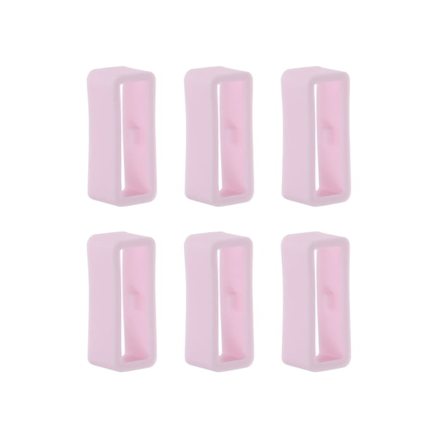 6uds Reloj Correa Lazo Cierre Anillos 16mm Caucho Reloj Soporte Guardián Silicona para Reloj Correa, Claro Rosa