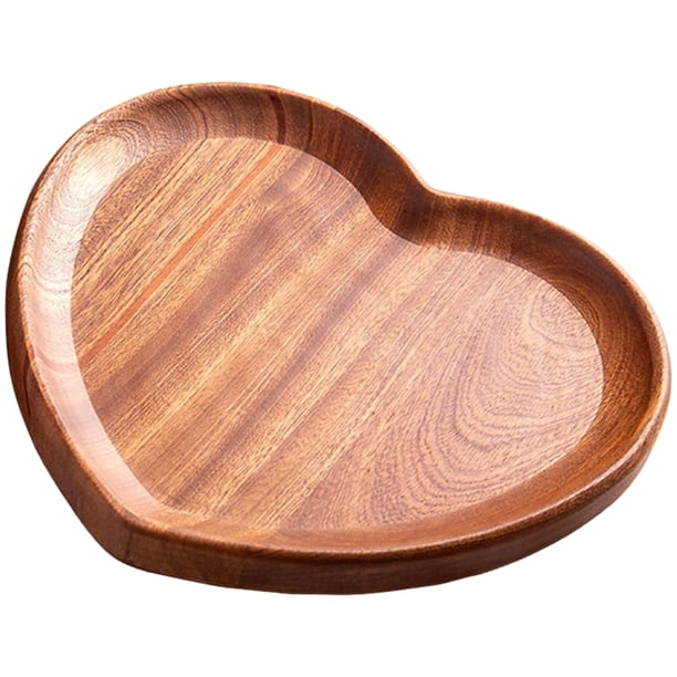 Bandeja de madera con forma de corazón, bandeja de madera para servir, plato de madera con forma de corazón, bandeja para aperitivos, plato de madera para joyería