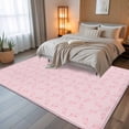 thumbnail image 5 of 5x8Ft Area Rugs Pink Morocco Non-Skid Rubber Backing Large Rectangle Rugs - Living Room Bedroom Home Office, Geometric Leaf Diamond Lattice Abstract Indoor Floor Mat Carpets Washable Rug, 5 of 9