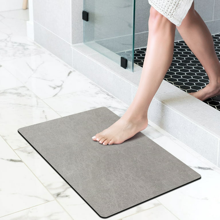 Campmoy Quick Dry Bath Mat Rug 24 inchx16 inch , Non Slip Quick Dry Super Absorbent Thin Bathroom Rugs for Bathroom Easy to Clean- Gray, Size: 24*16