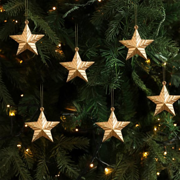 Gold Christmas Tree Ornaments, Plastic Shatterproof Hanging Decorations for Holiday Party, Golden Christmas Picks for Tree, Wreath, Garland, Indoor Seasonal Display
