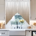 thumbnail image 2 of Swag Curtain Valances Brown Geometric Swag Valances for Kitchen Windows Ombre Lines Rhombus Pattern Short Topper Curtains Valance Tier Pair for Kitchen Bedroom Living Room Bathroom 28"x36", 2 of 8