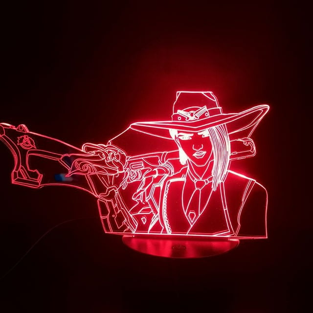 Luz nocturna LED 3D de Overwatch Ashes que cambian de color para niños