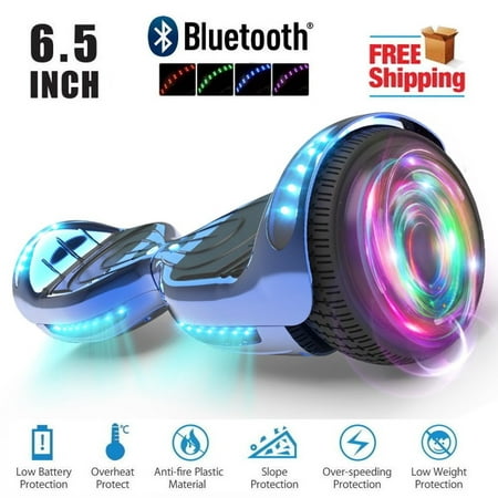 UL2272 Certified Bluetooth TOP LED6.5" Hoverboard Two Wheel Self Balancing Scooter  Chrome Blue