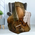 thumbnail image 4 of Violin Soft Flannel Fleece Throw Blanket, Classical Music Themed Photo of Instrument and Empty Music Sheet, Cozy Plush for Indoor and Outdoor Use, 50" x 60", Umber Pearl, by Ambesonne, 4 of 5