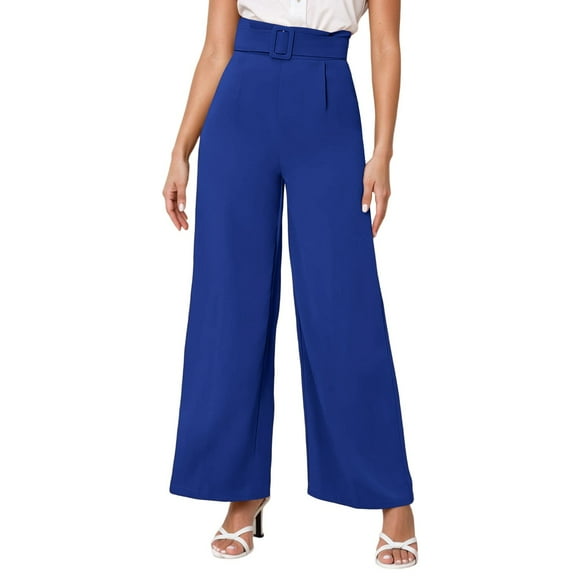 Women's Casual Elastic Waist Straight Leg Pants Comfortable Pull On Trousers for Daily Wear and Outfits