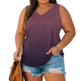 thumbnail image 4 of StSilkitty Plus Size Tank Tops for Womens Gradient Color Loose V Neck Blouses Summer Beach Lightweight Soft Shirts, 4 of 7