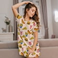 thumbnail image 3 of Honeii Hamburger Pizza Coke Print Women's Loose Short Sleeve Nightgown, Soft Cotton Sleepwear, Comfy Loose Fit Pajama Dress for Sleep and Lounge, 3 of 6