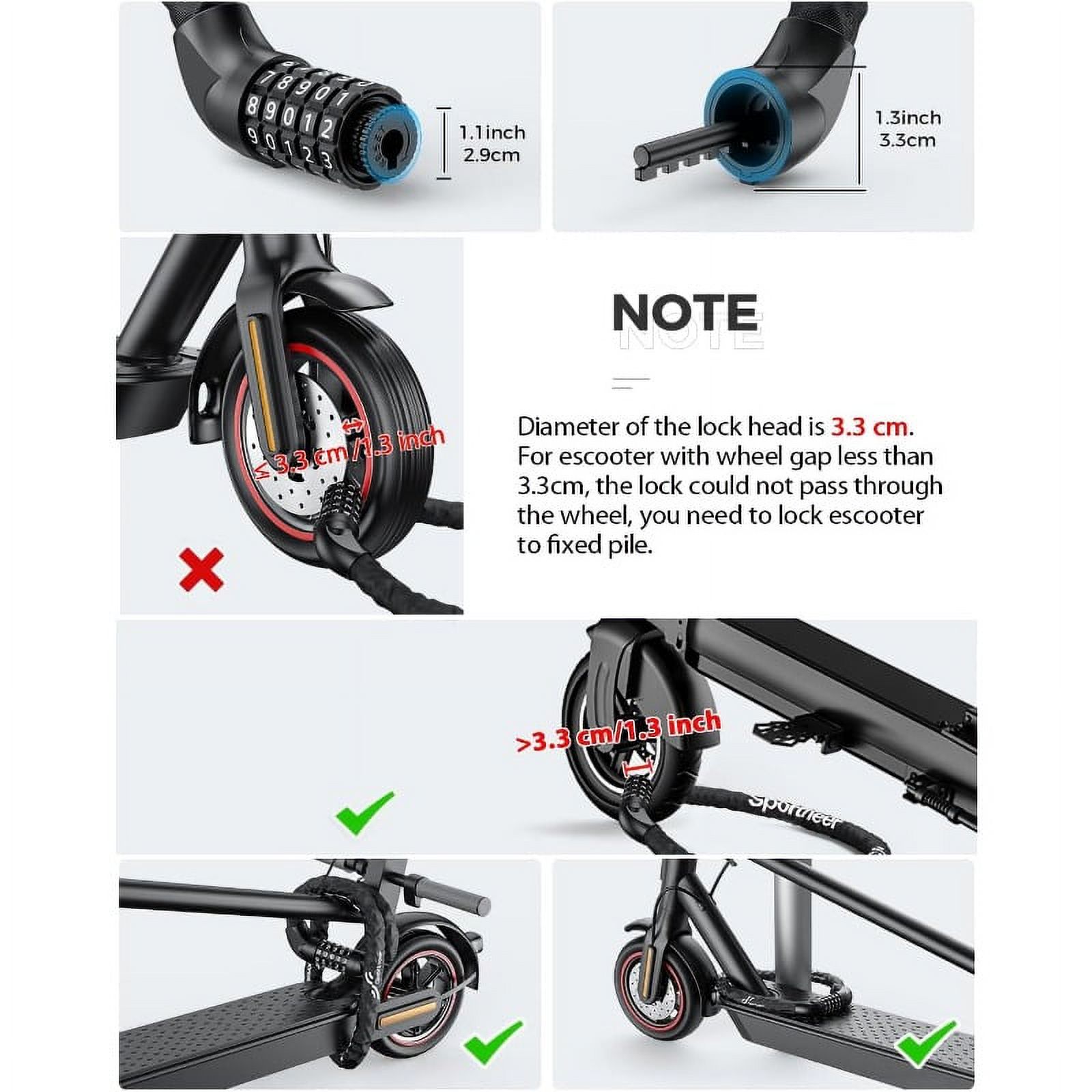 Bike Lock: 5 Digit Combination High Security Anti Theft Bike Chain Lock - 3.2/3.6/4ft Heavy Duty Resettable Keyless Bicycle Lock for Bike, Motorcycle, Scooter, Door & Gate - 4/6mm Thick