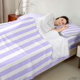 thumbnail image 4 of Manfei Geometric Stripe Bed Sheets,Contemporary Minimalist Fuul Size Sheets, Lavender White, Reversible 4 Pieces1 Flat Sheet + 1 Fitted Sheet + 2 Pillowcases, 4 of 6