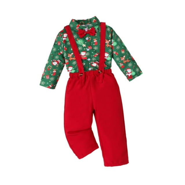 Conjunto de traje para niño, conjunto navideño, camisa, juego de rol con pajarita, disfraz navideño Botón de manga larga