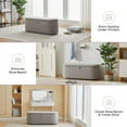 thumbnail image 6 of Comfort Stretch 45x16.5 Inch Gray Teddy Storage Ottoman Bench,Oval Footrest with Anti-Slip Legs, 6 of 10