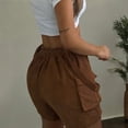 thumbnail image 4 of JULMCOMO Corduroy Rompers for Women Adjustable Straps Casual Comfy Bib Overall Shorts Sleeveless Slim Fit Vintage Summer Jumpsuit with Pockets Brown L, 4 of 4