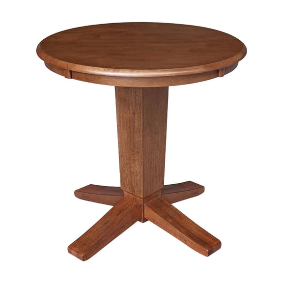 30" Solid Wood Round Top Pedestal Dining Table with 2 Dining Chairs