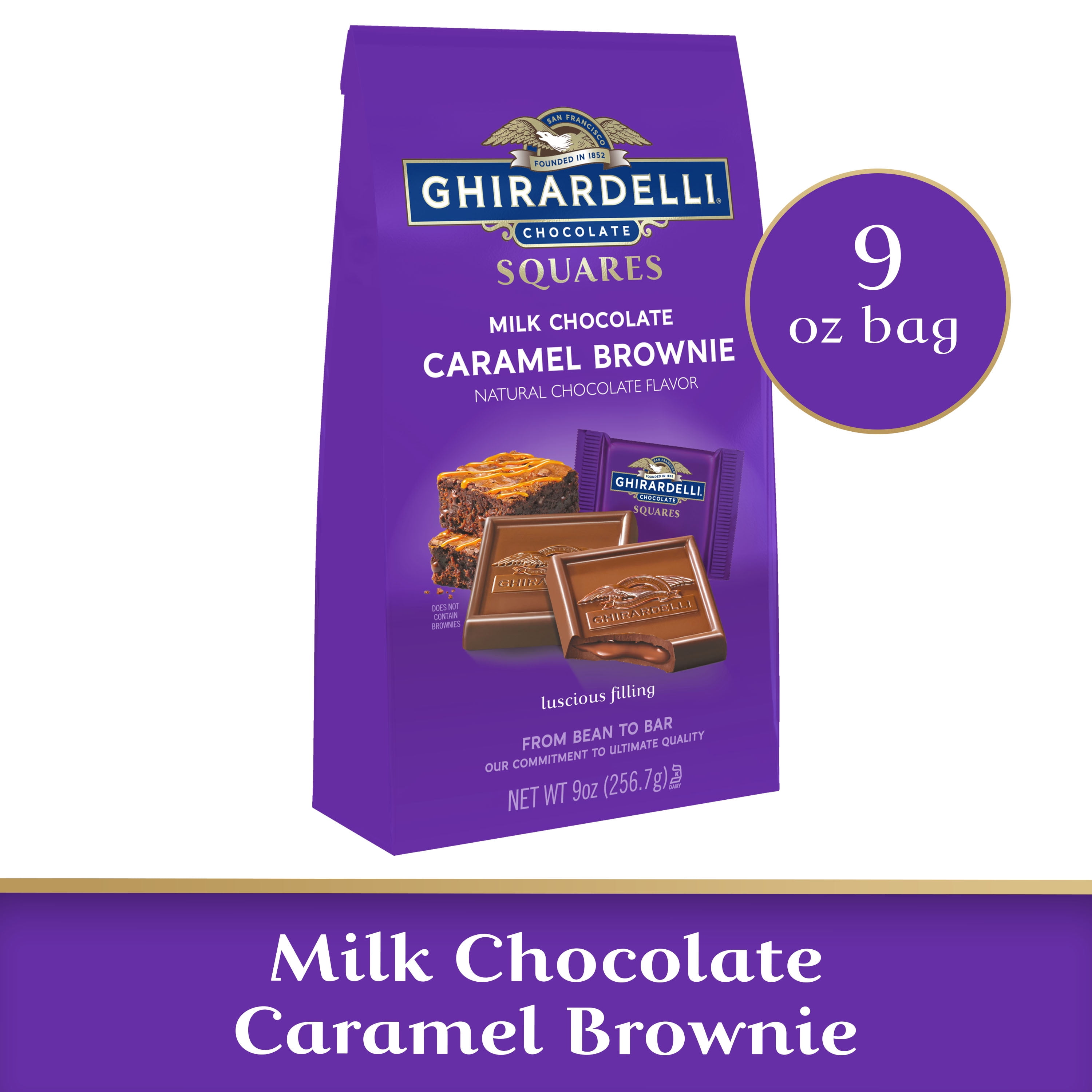 GHIRARDELLI Milk Chocolate Caramel Brownie Squares, 9 Oz Bag
