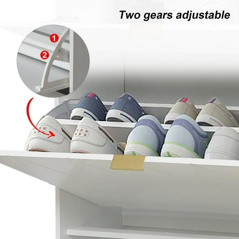 47.2H Shoe Cabinet Shoe Rack Flip Down Entryway Storage - Grey