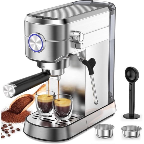 FREE VLLAGE Espresso Machine,20 Bar Expresso Coffee Maker Machines with Milk Frother Steam Wand & 34oz Removable Water Tank for Cappuccino, Latte