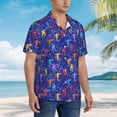 thumbnail image 2 of KLL Men's Hawaiian Shirt Short Sleeve Button Down Beach Shirts-Ice Hockey Players With Puck, 2 of 5