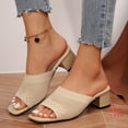 thumbnail image 4 of Abomasnow Sandals for Women Square Open Toe Chunky Heeled Mules Block Low Heel Slip On Slides, 4 of 9