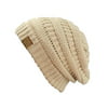 C.C Trendy Warm Chunky Soft Stretch Cable Knit Beanie Skully, New Beige