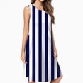 thumbnail image 2 of Aesthetic Ultramarine Blue And White Vertical Spring Summer Dresses For Women Fashion Dress Casual Sleeveless Loose Sundress With Pockets, 2 of 4