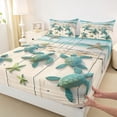 thumbnail image 5 of Manfei 3D Turtle Starfish Full Size Sheets for Kids Boys and Girls, Coastal Print Bed Sheets 4 Pieces, 1 Flat Sheet, 1 Fitted Sheet and 2 Pillowcases, 5 of 6