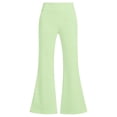 thumbnail image 6 of Siminsem Womens High Waist Flare Leggings With Pockets Butt Lifting Tummy Control Yoga Pants Petite Beach Clothes Casual Summer Travel Workout Wide Leg Lounge Pants, Light Green, XL, 6 of 6